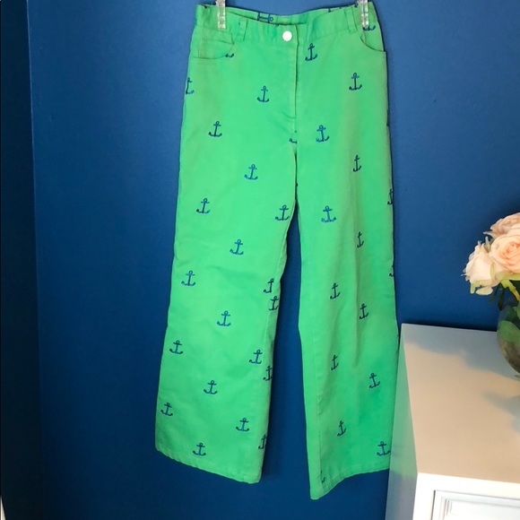 Lilly Pulitzer Kids Green Blue Anchor Pants - Picture 1 of 4